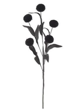 13 Inch Black 5 Ball Pompom Pick w/Black Eva Leaves NEW